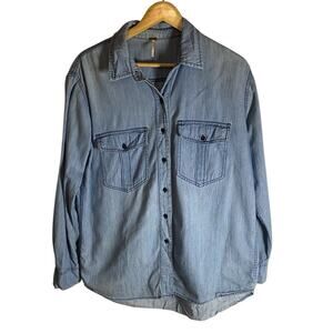 Free People Cotton Denim Shirt in Vintage Indigo Size Small SP